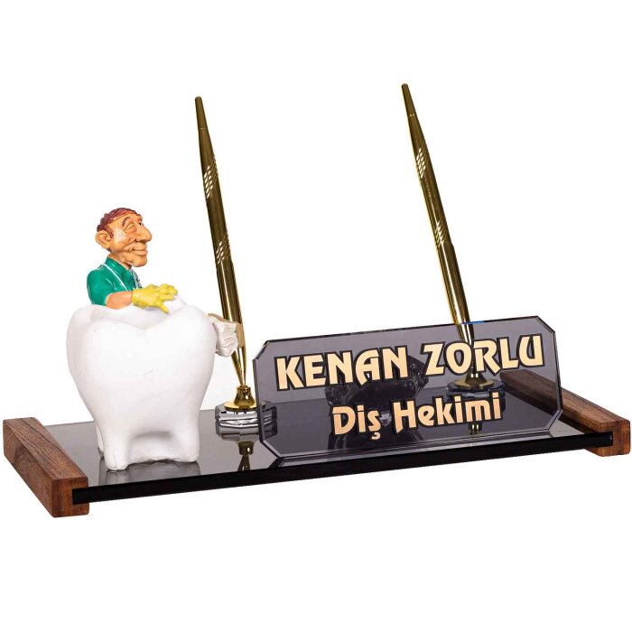 Diş Hekimi Biblolu Masa İsimliği Hediye Masaüstü Kristal İsimlik - 1