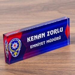 Polislere Özel Kristal Masa İsimliği Polis Logolu Hediye İsimlik - 2