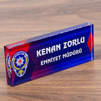 Polislere Özel Kristal Masa İsimliği Polis Logolu Hediye İsimlik - 2