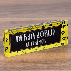 Veteriner Kristal Masa İsimliği Hediye Ofis Masaüstü İsimlik - isimliksepeti